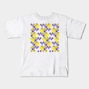 Faux gold watercolor roses and purple mosaic pattern Kids T-Shirt